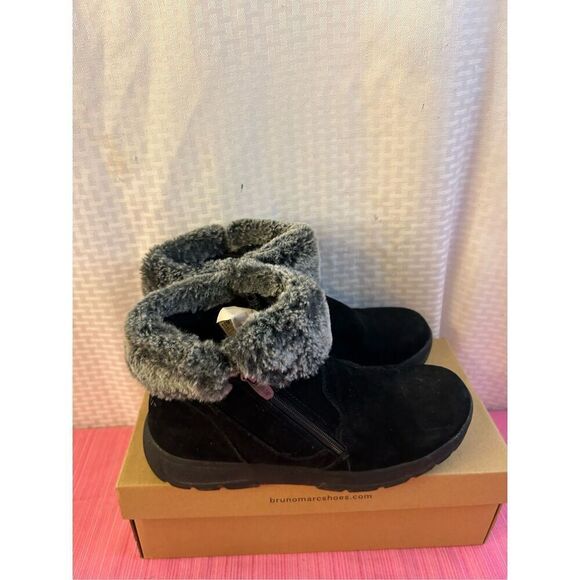 Khombu 10 suede ankle boots #84190 zipper fur trim - Picture 2 of 6